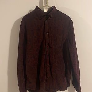 Express Maroon/Burgundy Corduroy Large Button Down
